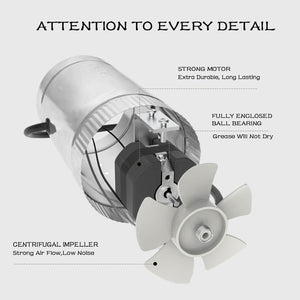 SunStream Duct Booster Fan Heating Cooling Ventilation for Exhaust and Intake, Extreme Low Noise