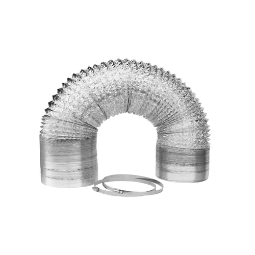 SunStream Non-Insulated Air Aluminum Ducting Dryer Vent Hose for HVAC Ventilation, 2 Clamps included