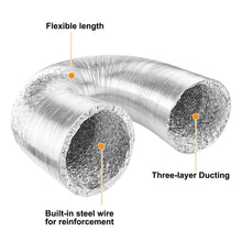 Load image into Gallery viewer, SunStream Non-Insulated Air Aluminum Ducting Dryer Vent Hose for HVAC Ventilation, 2 Clamps included