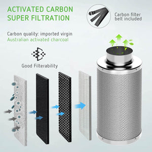 SunStream Carbon Air Filter Premium Grow Tent Odor Scrubber, Top Grade Australian Virgin Charcoal