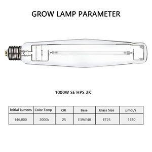 SunStream Single Ended High Pressure Sodium (HPS) Grow Light Lamp Bulb for Digital Ballast