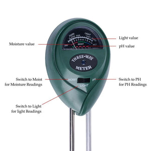 SunStream Three-Way Meter, PH, Light & Moisture Battery Free Soil Tester for Indoor and Outdoor Use