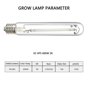 SunStream Single Ended High Pressure Sodium (HPS) Grow Light Lamp Bulb for Digital Ballast