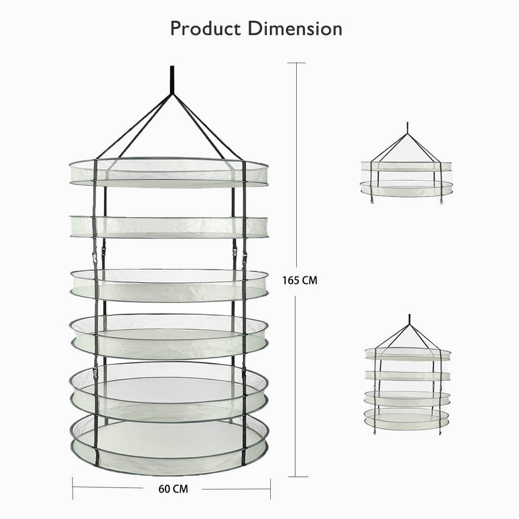 SunStream 6 Tier Collapsible Mesh Air Drying Rack Net for Herbs, Buds, Flowers and Hydroponic Plants