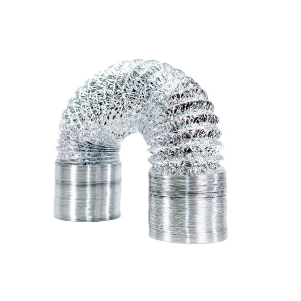 SunStream Non-Insulated Air Aluminum Ducting Dryer Vent Hose for HVAC Ventilation, 2 Clamps included