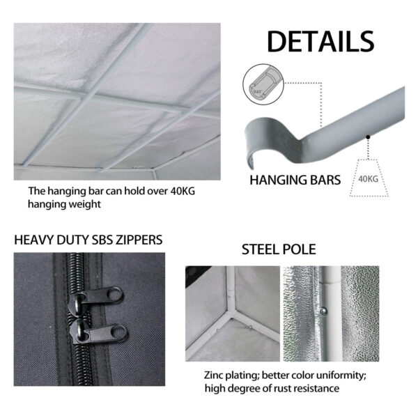 SunStream Hydroponic Grow Tent for Indoor Seedling Plant Growing, Water-Resistant